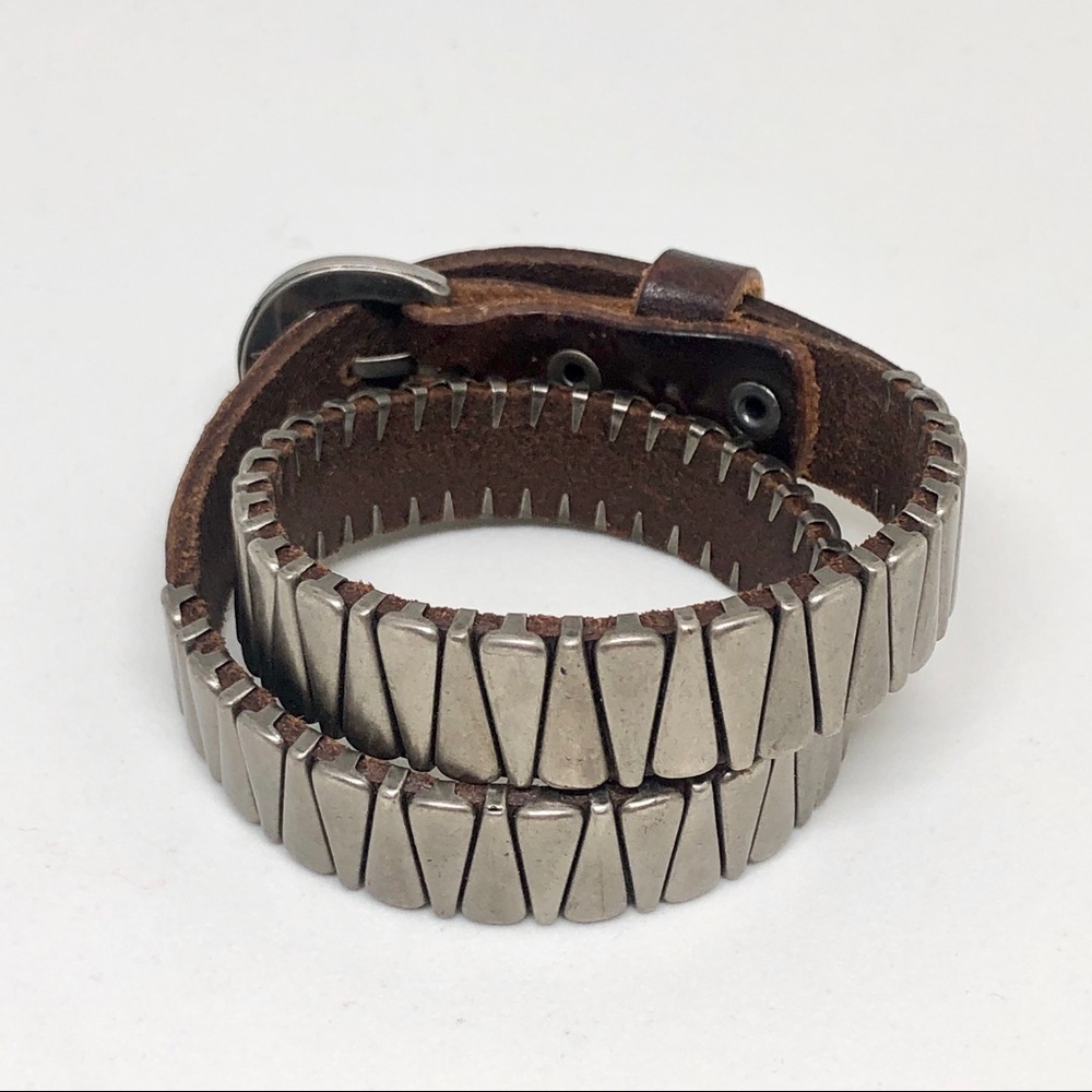 Adjustable Leather Wrap-Bracelet w/Accents